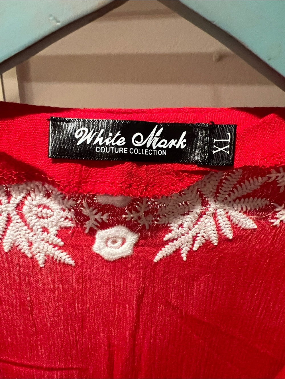 White Mark Red Maxi Dress with White Embroidered Detail - Picture 2 of 4